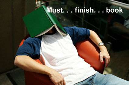 Pushing through a boring book.