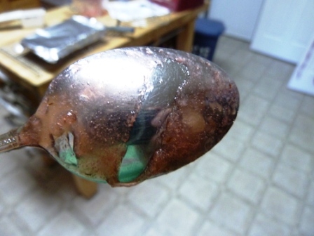 If it's gelling good, when you run a finger through the goop on the spoon it will leave a trail.